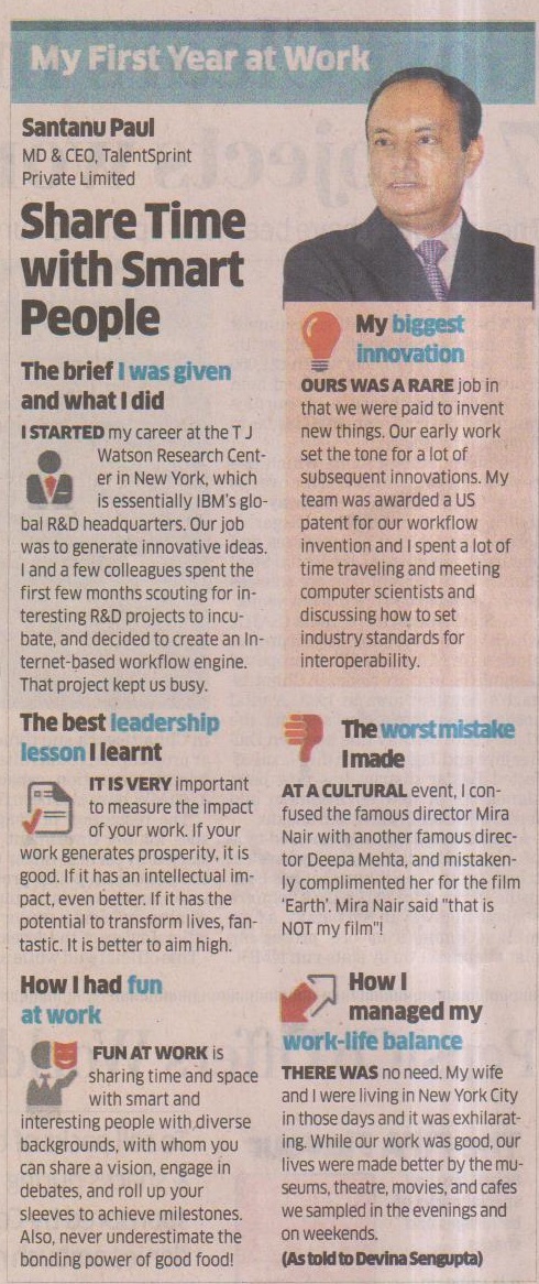 Mr. Santanu Paul- My First Year at Work